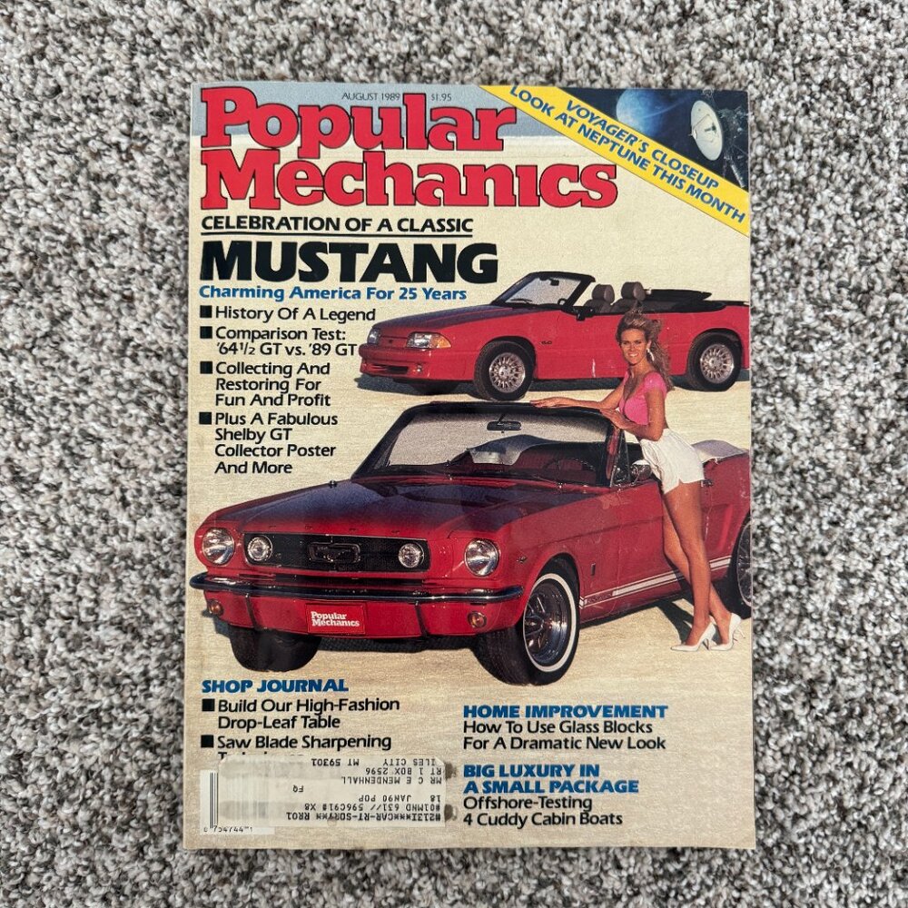 August 1989 Popular Mechanics Magazine Mustang GT Shelby Vol 166 No. 8 Journal